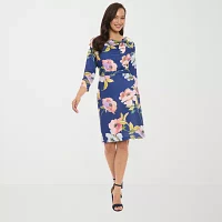 London Style Womens 3/4 Sleeve Sheath Dress