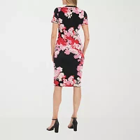 London Style Womens Short Sleeve Floral Sweater Dress