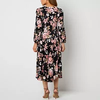 Robbie Bee Womens 3/4 Sleeve Floral Midi Fit + Flare Dress