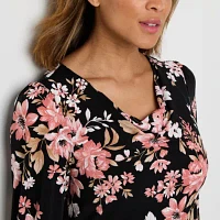 Robbie Bee Womens 3/4 Sleeve Floral Midi Fit + Flare Dress