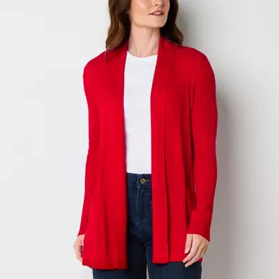 Liz Claiborne Womens Long Sleeve Open Front Cardigan