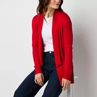 Liz Claiborne Womens Long Sleeve Open Front Cardigan