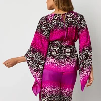 Bold Elements Womens Boat Neck Long Sleeve Satin Blouse