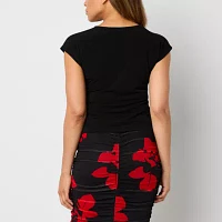 Bold Elements Womens V Neck Short Sleeve Blouse