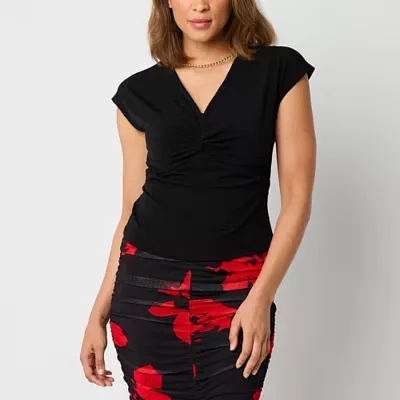 Bold Elements Womens V Neck Short Sleeve Blouse