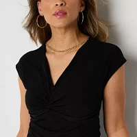 Bold Elements Womens V Neck Short Sleeve Blouse