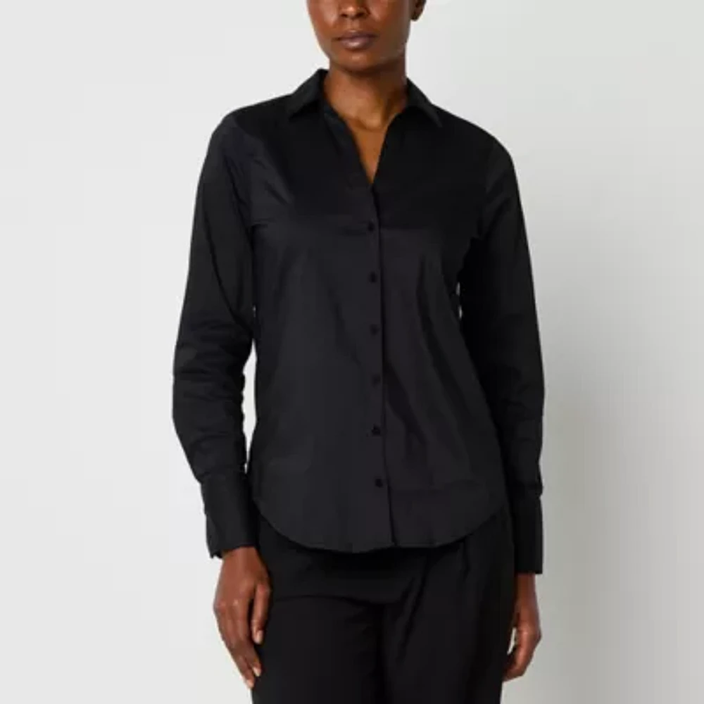 Worthington Womens Long Sleeve Regular Fit Button-Down Shirt