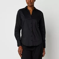 Worthington Womens Long Sleeve Regular Fit Button-Down Shirt