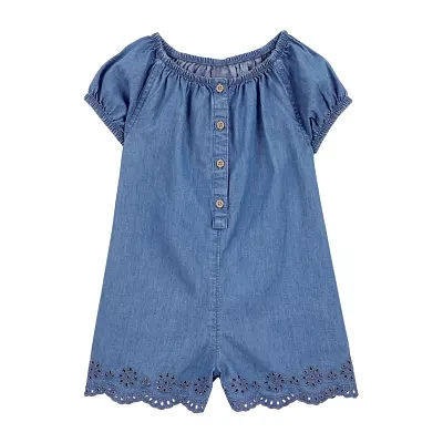 Carter's Chambray Toddler Girls Short Sleeve Romper