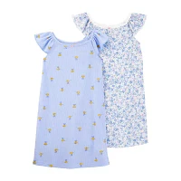 Carter's 2 Pack Toddler Girls Scoop Neck Short Sleeve 2-pc. Nightgown