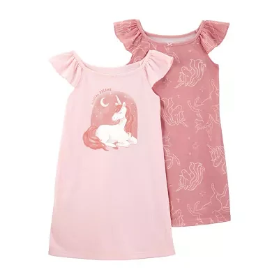 Carter's Little & Big Girls Scoop Neck Short Sleeve 2-pc. Nightgown