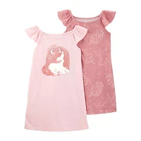 Carter's Little & Big Girls Scoop Neck Short Sleeve 2-pc. Nightgown