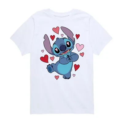 Disney Collection Little & Big Boys Crew Neck Short Sleeve Stitch Graphic T-Shirt