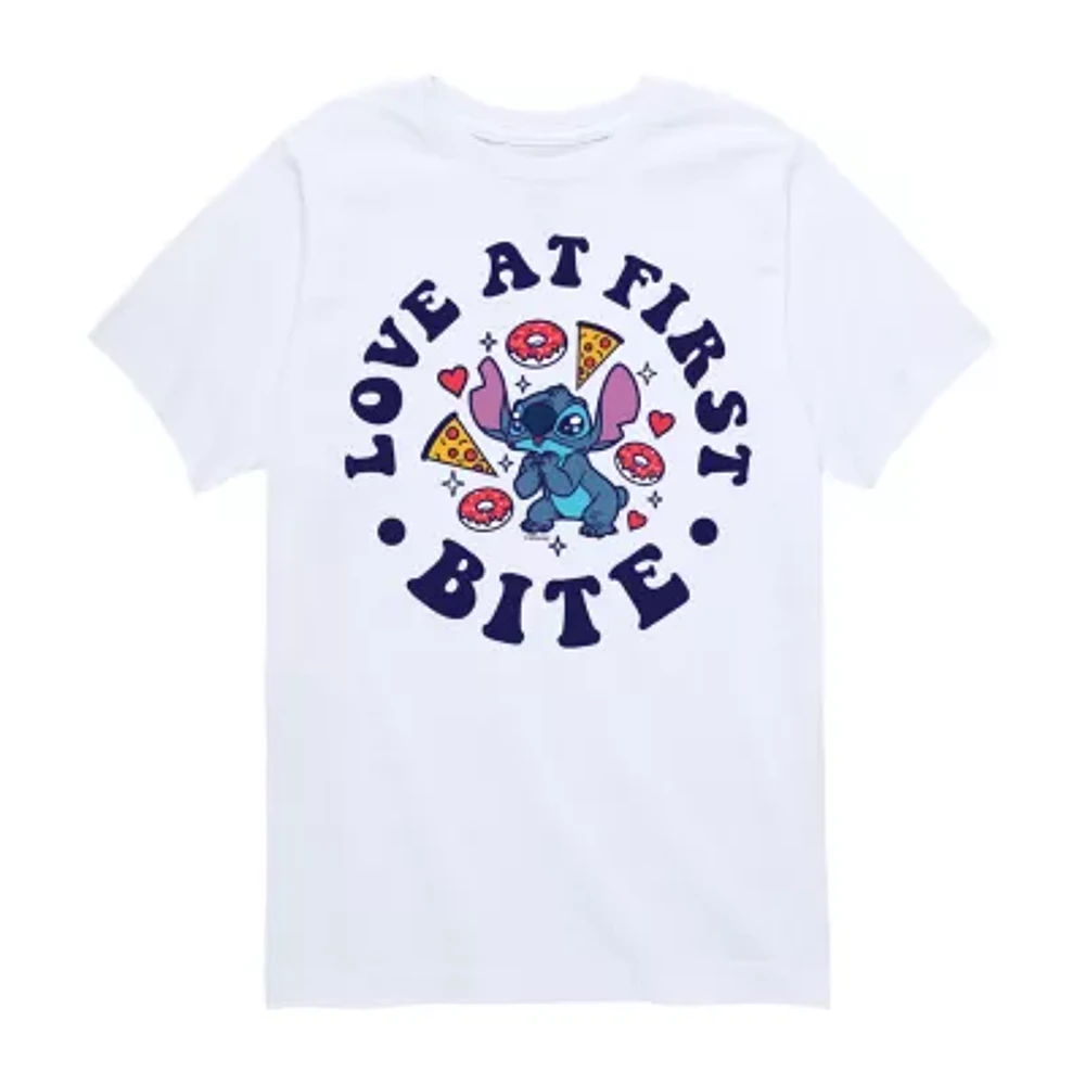 Disney Collection Little & Big Boys Crew Neck Short Sleeve Stitch Graphic T-Shirt