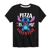 Disney Collection Little & Big Boys Crew Neck Short Sleeve Lilo Stitch Graphic T-Shirt