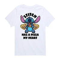 Disney Collection Little & Big Boys Crew Neck Short Sleeve Stitch Graphic T-Shirt