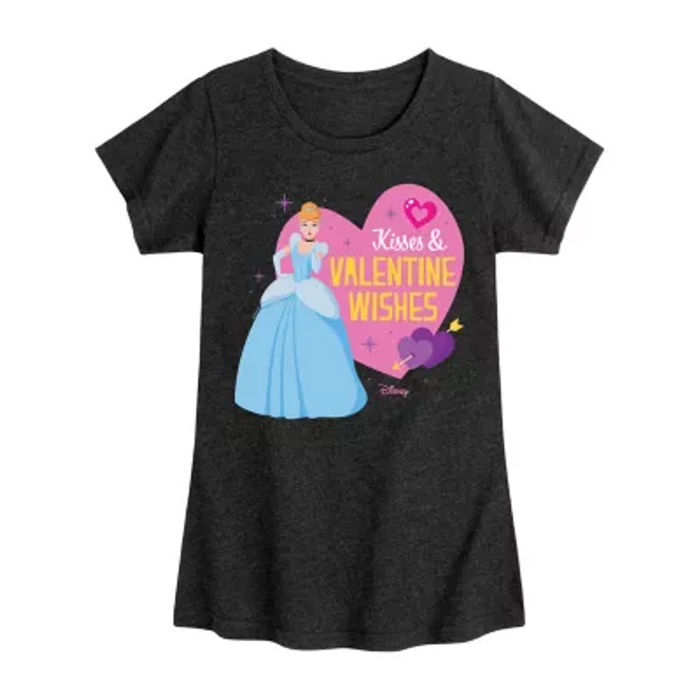 Disney Collection Little & Big Girls Crew Neck Short Sleeve Cinderella Graphic T-Shirt