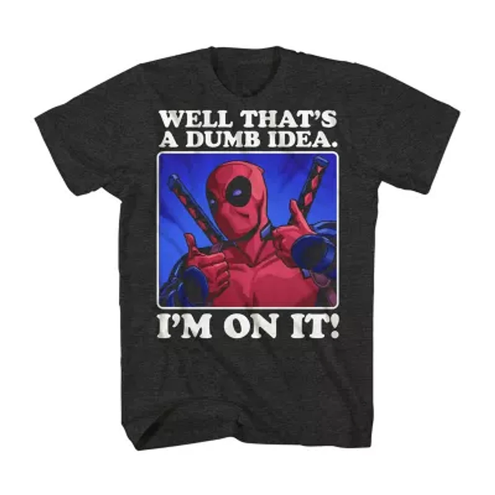 Big and Tall Mens Crew Neck Short Sleeve Regular Fit Deadpool Graphic T-Shirt