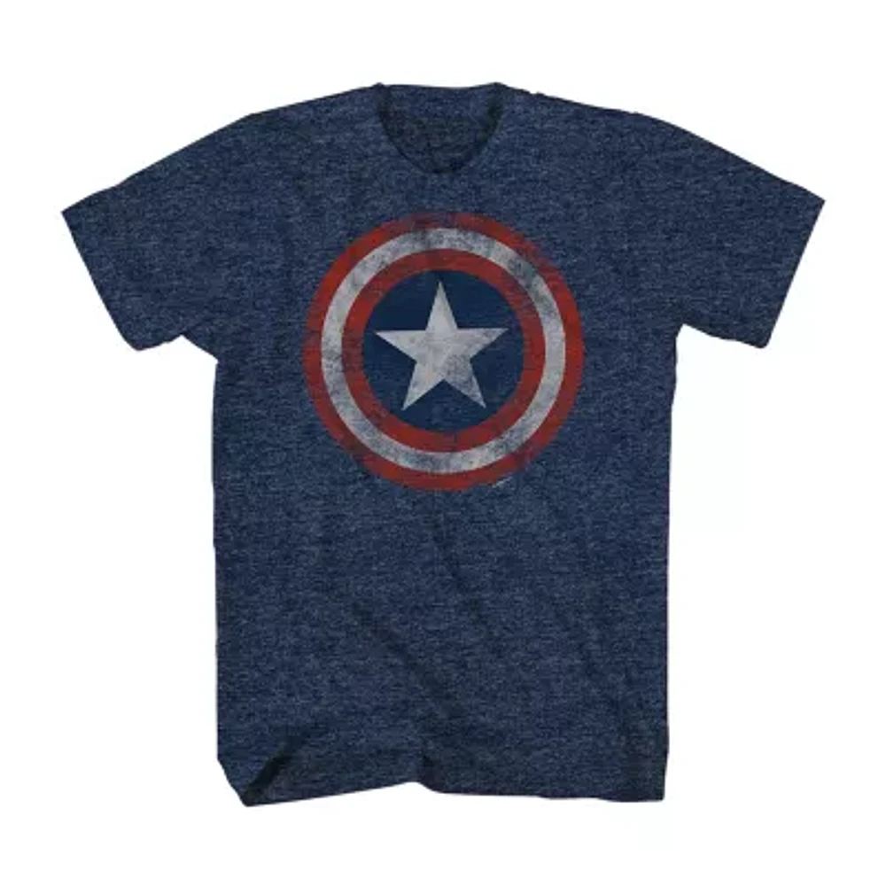 Big and Tall Mens Crew Neck Short Sleeve Regular Fit Captain America Graphic T-Shirt