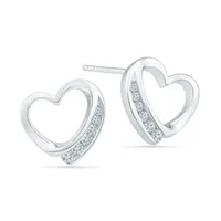 1/6 CT. T.W. Mined White Diamond 10K Gold 11mm Heart Stud Earrings