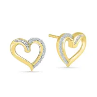 1/8 CT. T.W. Natural White Diamond 10K Gold 12mm Heart Stud Earrings