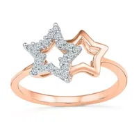 Womens 1/6 CT. T.W. Mined White Diamond 10K Gold Star Stackable Ring