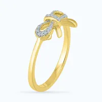 Womens Diamond Accent Natural White Diamond 10K Gold Bow Cocktail Ring