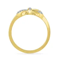 Womens Diamond Accent Natural White Diamond 10K Gold Bow Cocktail Ring