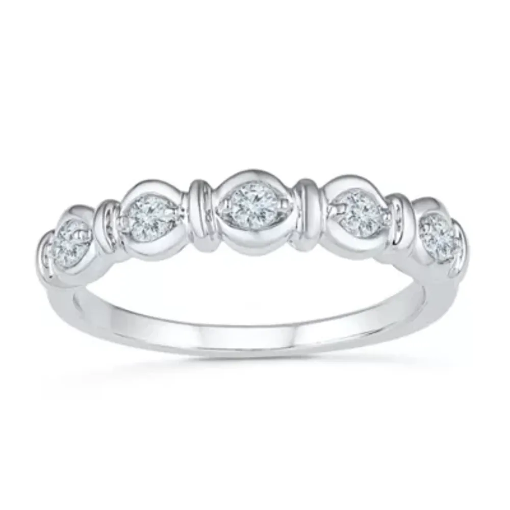 Womens 3/8 CT. T.W. Natural White Diamond 10K White Gold Stackable Ring