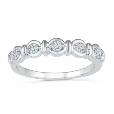 Womens 3/8 CT. T.W. Natural White Diamond 10K White Gold Stackable Ring