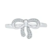 Womens 1/10 CT. T.W. Mined White Diamond 10K Gold Bow Cocktail Ring