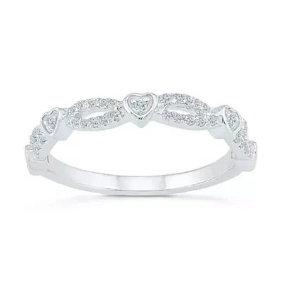 2MM 1/4 CT. T.W. Natural White Diamond 10K Gold Heart Band
