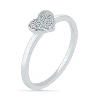 Womens Diamond Accent Natural White Diamond 10K Gold Heart Cluster Cocktail Ring