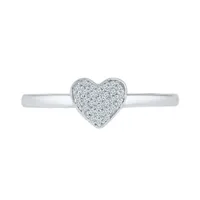 Womens Diamond Accent Natural White Diamond 10K Gold Heart Cluster Cocktail Ring