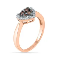 Womens 3/8 CT. T.W. Natural Champagne Diamond 10K Rose Gold Heart Halo Cocktail Ring