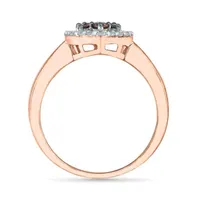 Womens 3/8 CT. T.W. Natural Champagne Diamond 10K Rose Gold Heart Halo Cocktail Ring