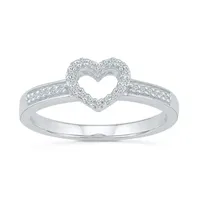 Womens 1/10 CT. T.W. Mined White Diamond 10K Gold Heart Cocktail Ring