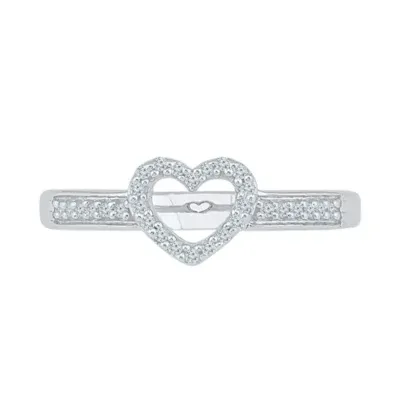 Womens 1/10 CT. T.W. Mined White Diamond 10K Gold Heart Cocktail Ring