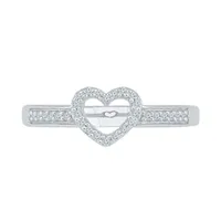 Womens 1/10 CT. T.W. Natural White Diamond 10K Gold Heart Cocktail Ring