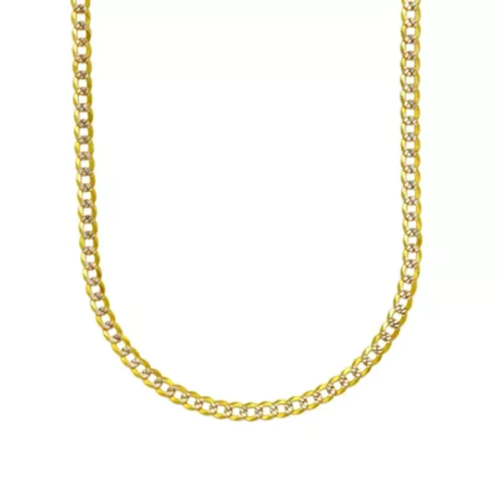 14K Two Tone 3.15 MM Diamond Cut Curb Necklace