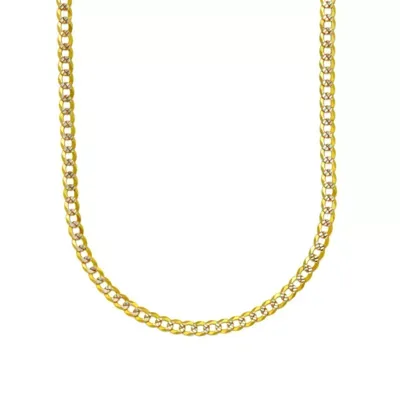 14K Two Tone 3.15 MM Diamond Cut Curb Necklace