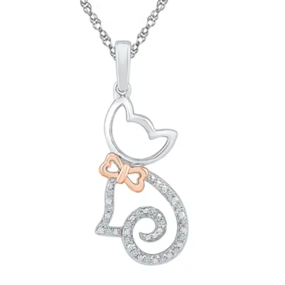 Platinum Diamonds Cat & Heart Pendant for Women JL PT P 1278