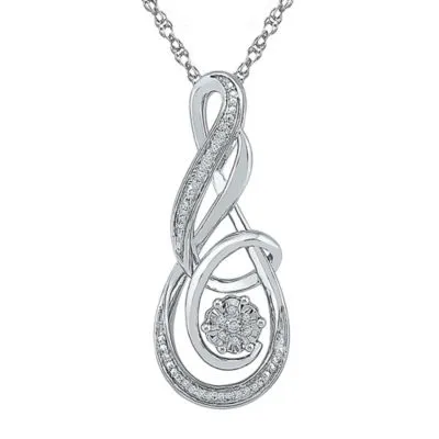 Womens Diamond Accent Mined Diamond Sterling Silver Pendant Necklace