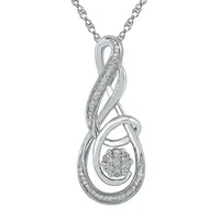 Womens Diamond Accent Natural Diamond Sterling Silver Pendant Necklace