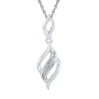 Womens Diamond Accent Natural White Diamond Sterling Silver Pendant Necklace