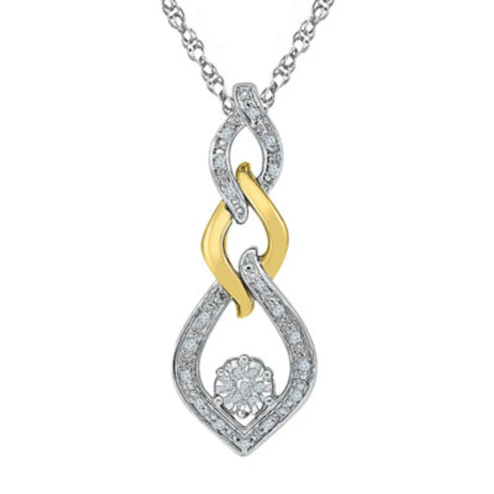 Womens Diamond Accent Natural White Diamond 10K Gold Over Silver Pendant Necklace