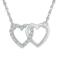 Womens Diamond Accent Natural Diamond Sterling Silver Heart Pendant Necklace