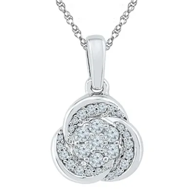 Womens 1/ CT. T.W. Natural White Diamond Sterling Silver Pendant Necklaces