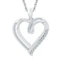 Womens 1/ CT. T.W. Natural White Diamond Sterling Silver Pendant Necklace