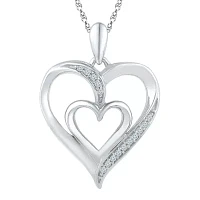 Womens Diamond Accent Natural Diamond Sterling Silver Heart Pendant Necklace